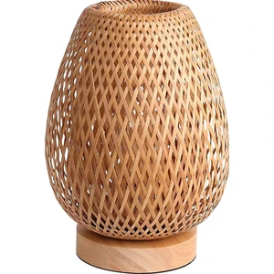 Bambu Abajur Dekorasyon Ekipmanı, Ahşap Taban Masa Lambası ile Modern Ayakta Lamba Ev Yatak Odası Ofis Restoran Başucu (Yurt Dışından)