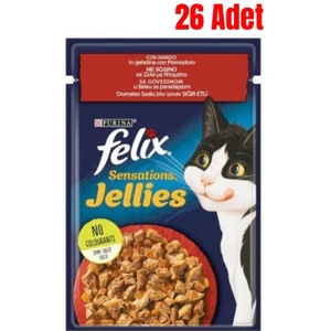 Pouch Jöle Içinde Sığır Etli ve Domatesli Yetişkin Kedi Yaş Mama 85 gr x 26