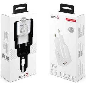 Case 4U Zore Metro Serisi Güç Adaptörü ve Lightning Şarj Kablosu 2in1 Şarj Seti ZR-TC01