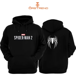 Ors Trend Spiderman 2 Baskılı 3 İplik Siyah Kapişonlu Sweatshirt