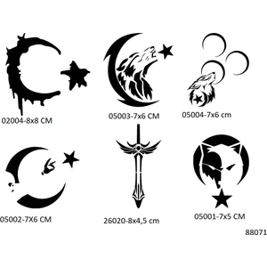 Airbrush Tattoo Türkçü Milliyetçi Desenler 6 Adet Geçici Dövme Şablonu Sadece Desen