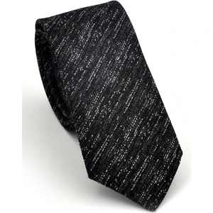 Füme Gri Kırcıl Siyah Dokuma Kumaş Mendilli Slim Fit Kravat SDK230918