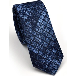 Mavi Lacivert Küp Dokuma Kumaş Mendilli Slim Fit Kravat SDK230909