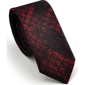Bordo Siyah Küp Dokuma Kumaş Mendilli Slim Fit Kravat SDK230908