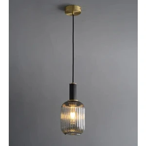 Rustik Dekoratif Metal Modern Siyah Füme Opal Camlı Tekli  Avize