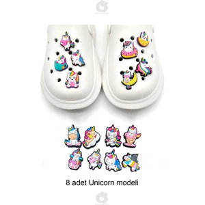 Bear & Pear Crocs Terlik Süsleri Unicorn 8'li Jibbitz Set