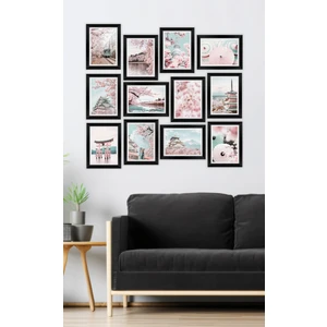 12 Parça Çerçeve Görünümlü Mdf Tablo Seti