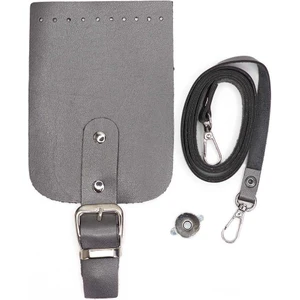 Tokalı Kapaklı Telefon Çanta Seti Gri - Gümüş