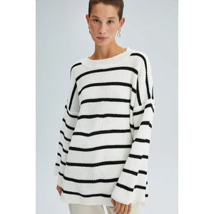 Touche Çizgili Oversize Triko Tunik