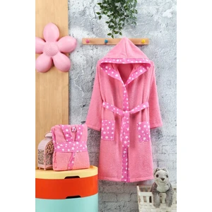 Oyalı Textile Çocuk Bornozu Kapşonlu Bornoz %100 Pamuk Bebek Bornoz Işlemeli Boroz Kapüşonlu Kız Erkek Bornoz