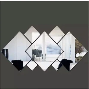 Dekoratif Kare Karışık Pleksi Ayna Gümüş