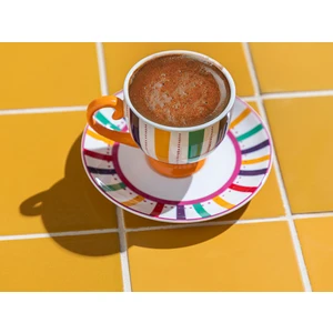 English Home Exotic Strip New Bone China 2'li Kahve Fincan Takımı 100 ml Renkli