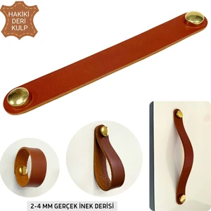 2 Adet Hakiki Deri Modern Çekmece Dolap Kulpu, Deri Kulp, Mobilya Banyo Mutfak Dolabı Kulpları