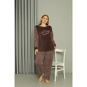 Welsoft Polar Kadın Büyük Beden Vizon Pijama Takımı 808046