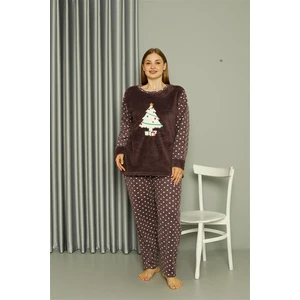 Welsoft Polar Kadın Büyük Beden Mürdüm Pijama Takımı 808048