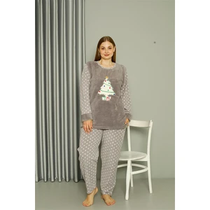 Welsoft Polar Kadın Büyük Beden Gri Pijama Takımı 808048