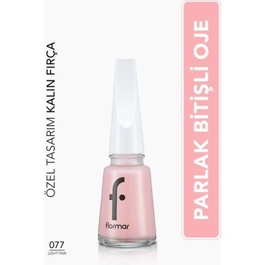 Nail Enamel Yoğun Renk Veren Uzun Süre Kalıcı Parlak Oje (077 Light Pink)