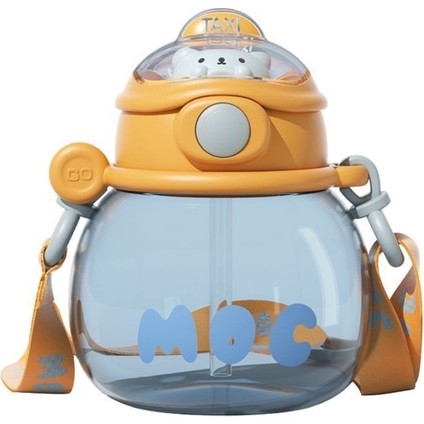 Yüksek Değerli Büyük Göbek Plastik Bardak Sevimli Net Kırmızı Çocuk Su Bardağı Öğrenci Taşınabilir Messenger Hasır Bardak (Yurt Dışından)