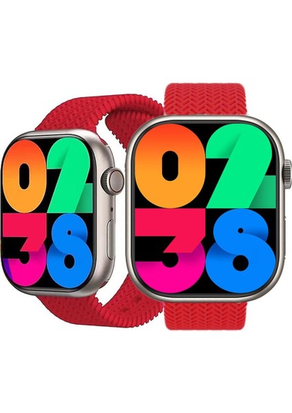 Global 2023 Watch 9 Pro Amoled Ekran Android Ios Uyumlu Akıllı Saat Kırmızı WNE0322