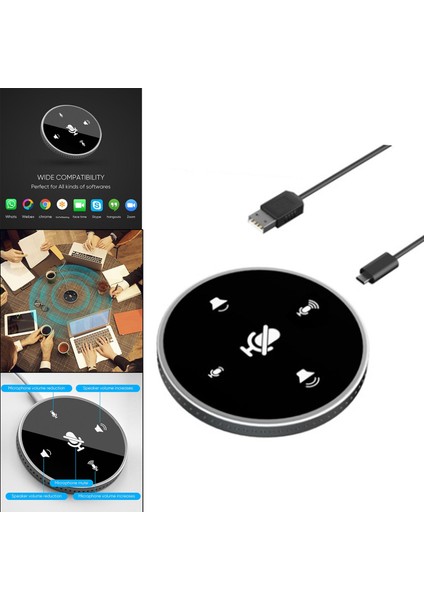 USB Konferans Mikrofonu 360° Çok Yönlü Mikrofon, Pc Dizüstü Bilgisayar Için Sessiz (Yurt Dışından)