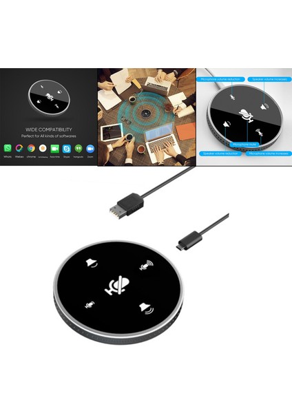 USB Konferans Mikrofonu 360° Çok Yönlü Mikrofon, Pc Dizüstü Bilgisayar Için Sessiz (Yurt Dışından)