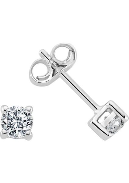 F Renk 0,40 Karat Pırlanta Tektaş Küpe 0415E0026