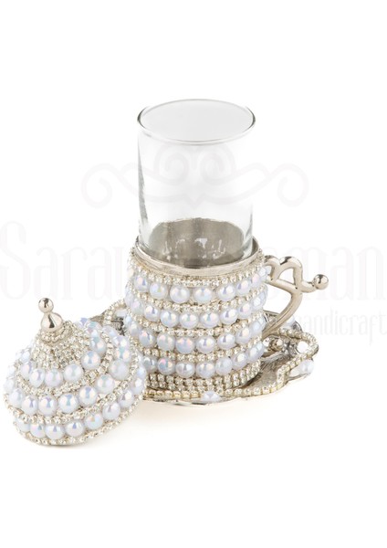 Cam Su Bardağı Kahve Yanı Seti İncili Lale Beyaz 2'li fırsatları