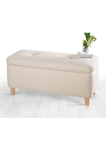 Lorence Home Rocio Sandıklı Bench Puf Krem