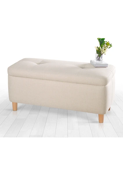 Lorence Home Rocio Sandıklı Bench Puf Krem