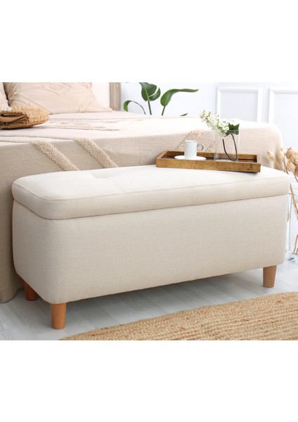 Lorence Home Rocio Sandıklı Bench Puf Krem