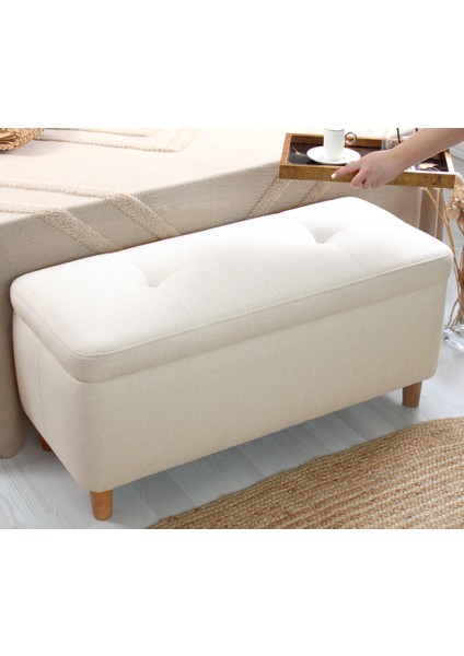 Lorence Home Rocio Sandıklı Bench Puf Krem