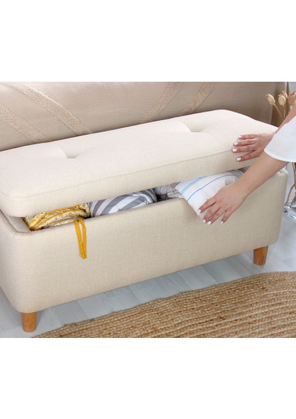 Lorence Home Rocio Sandıklı Bench Puf Krem