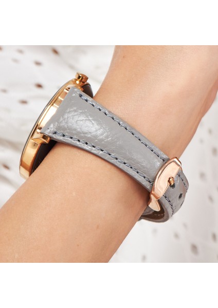 Samsung Galaxy Watch Kadın Deri Kordon Samsung Watch4 Watch5 Watch 6 Watch 5 Pro 40 MM 43 MM 44 MM 45 MM 46 MM 47 MM 20MM Hakiki Deri Kayış Gri