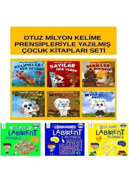 Otuz Milyon Kelime Prensipleriyle Yazılmış Çocuk Kitapları Seti - Zihin Açan Labirent Bulmacalar 3 Kitap Seti