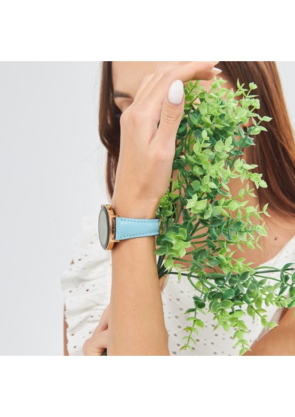 Samsung Galaxy Watch Kadın Deri Kordon Samsung Watch4 Watch5 Watch 6 Watch 5 Pro 40MM 43MM 44MM 45MM 46MM 47MM 20MM Hakiki Deri Kayış Mavi fiyatları
