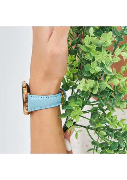 Samsung Galaxy Watch Kadın Deri Kordon Samsung Watch4 Watch5 Watch 6 Watch 5 Pro 40MM 43MM 44MM 45MM 46MM 47MM 20MM Hakiki Deri Kayış Mavi indirimleri