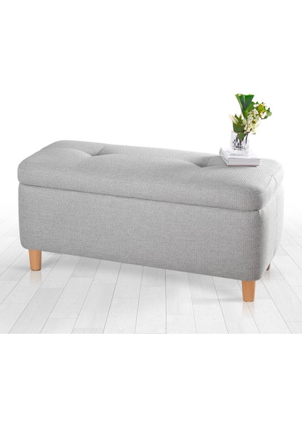 Lorence Home Rocio Sandıklı Bench Puf Açık Gri