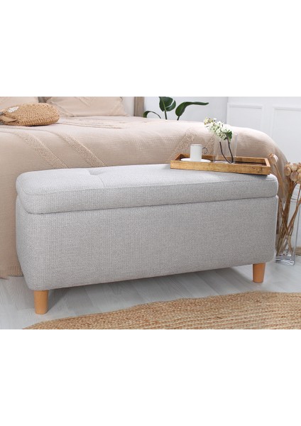 Lorence Home Rocio Sandıklı Bench Puf Açık Gri