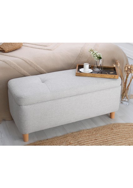 Lorence Home Rocio Sandıklı Bench Puf Açık Gri