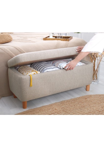 Lorence Home Rocio Sandıklı Bench Puf Kahve