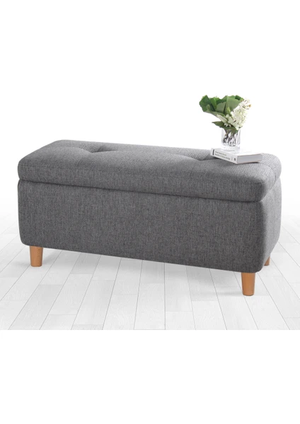 Lorence Home Rocio Sandıklı Bench Puf Koyu Gri