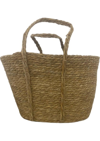 Dekoratif Rattan Hasır Sepeti, Çok Amaçlı Düzenleme, Saklama, Sepeti 42 x 27