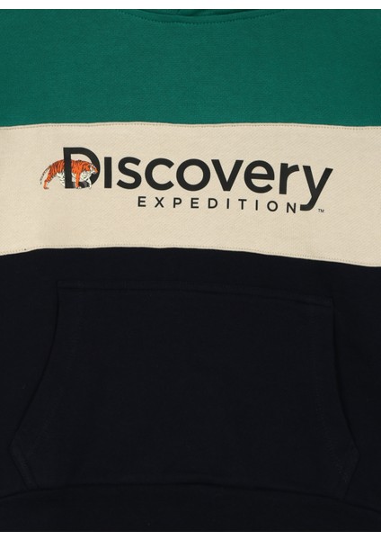 Discovery Expedition Lacivert Erkek Çocuk Kapüşonlu Blok Sweatshirt D3WB-SWT28