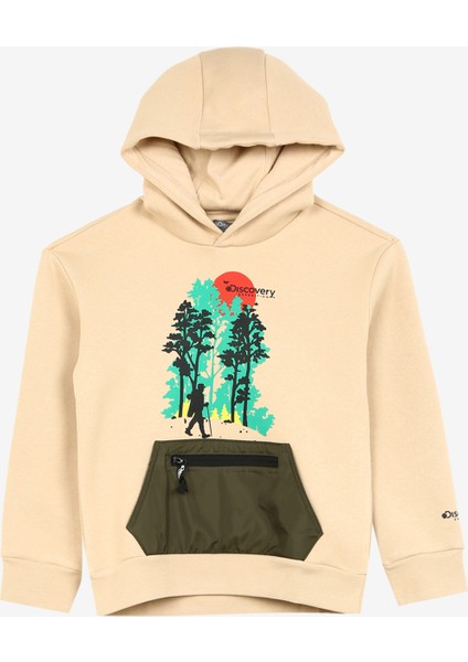 Discovery Expedition Bej Erkek Çocuk Kapüşonlu Baskılı Sweatshirt D3WB-SWT38