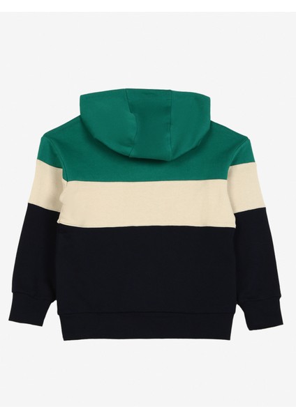 Lacivert Erkek Çocuk Kapüşonlu Blok Sweatshirt D3WB-SWT28