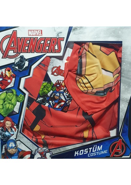 Trio Disney-Marvel ORJİNAL LİSANSLI KASLI IRONMAN KOSTÜM / Demir Adam Çocuk Parti Kıyafet / 2-3 Yaş