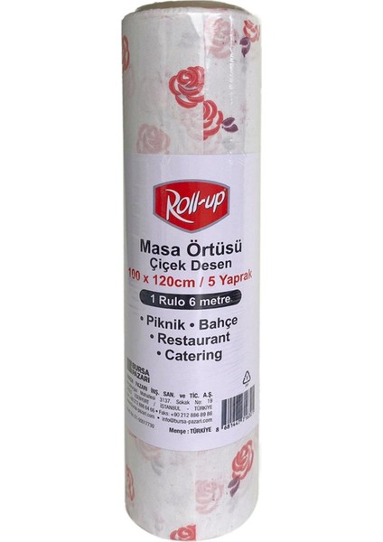 Tek Kullanımlık Laminelli Kağıt Masa Örtüsü-Çiçek DESENLI-100X150 Cm-16 Yaprak-20 Rulo/koli