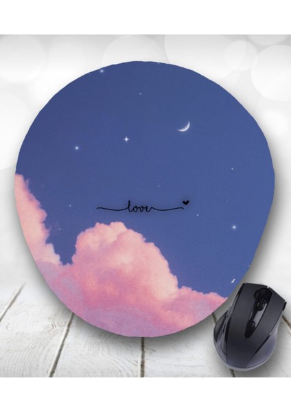 Love Yazılı Oval Bilek Destekli Mouse Pad