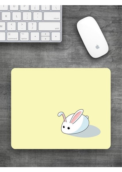 Tavşan Baskılı Dikdörtgen Mouse Pad