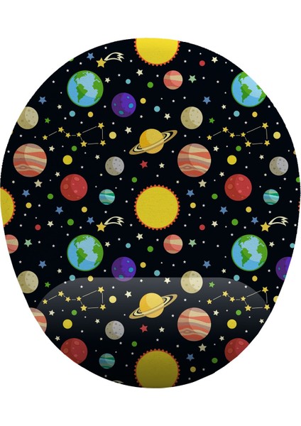 Uzay Güneş ve Gezegenler Bilek Destekli Mouse Pad